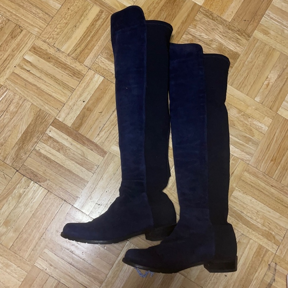 Stuart Weitsman dark blue color suede leather tall boots